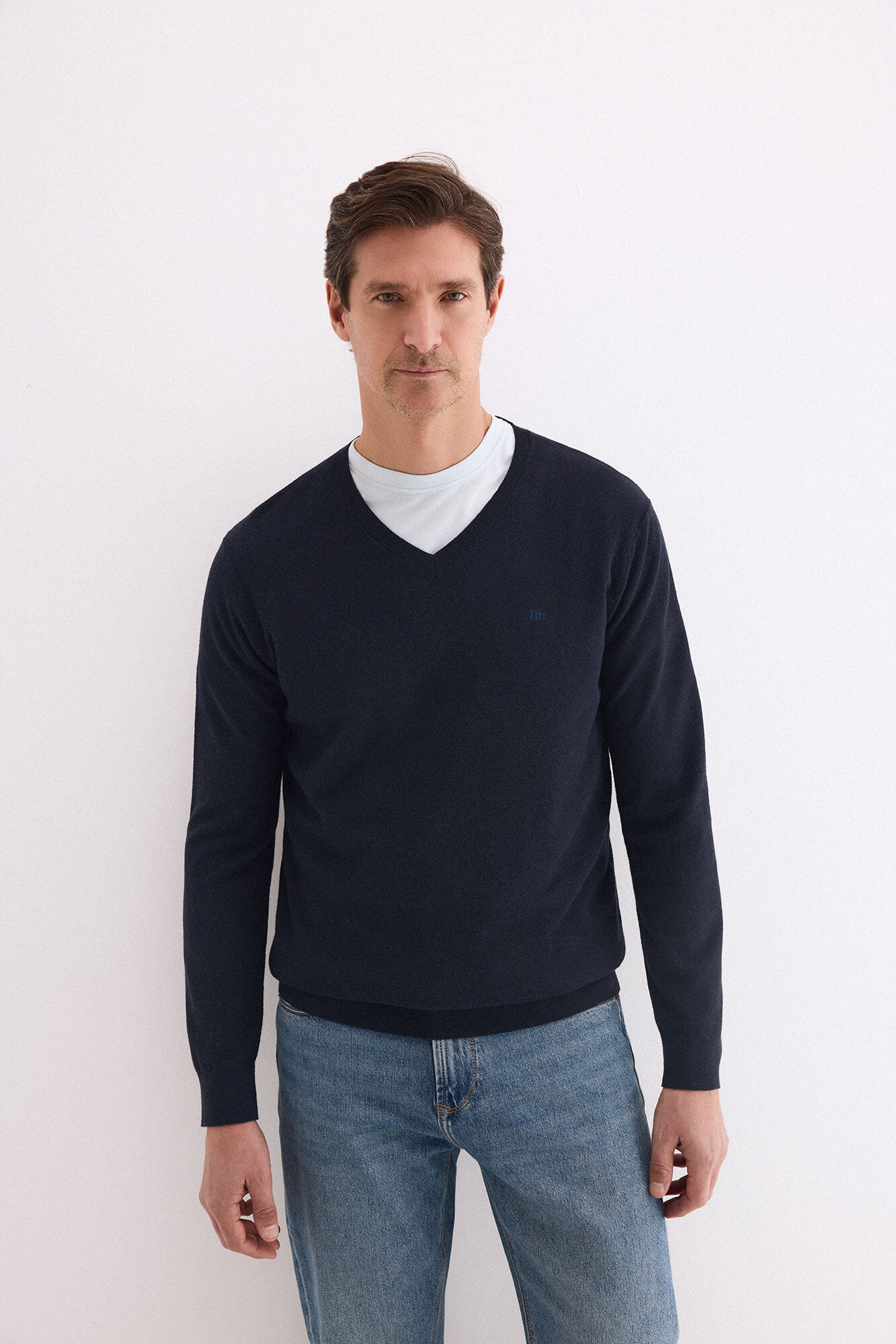 Pedro del Hierro Linen fine V-neck jumper