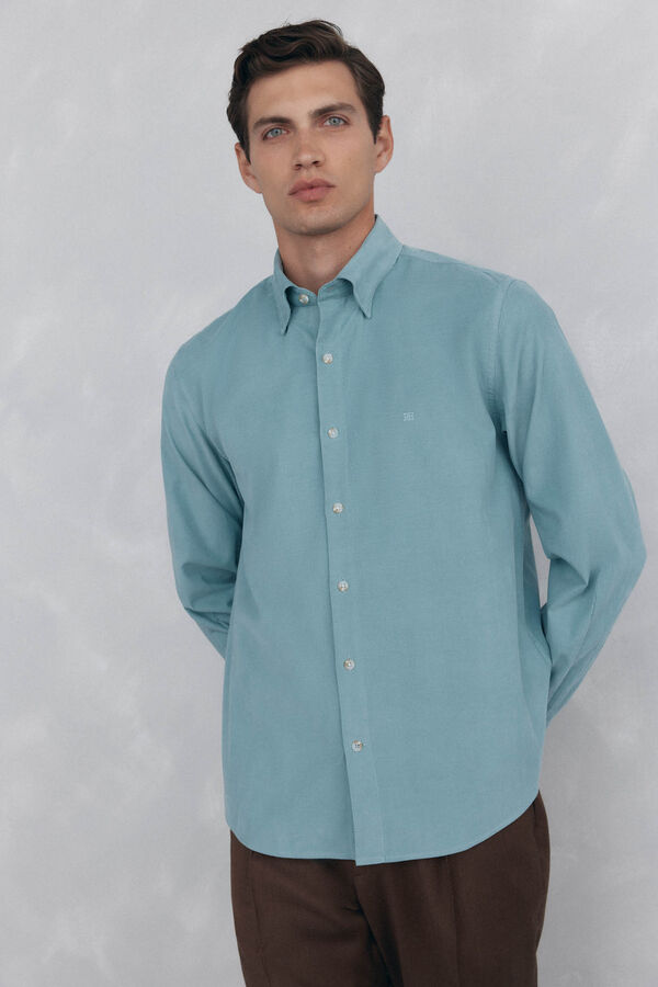 Pedro del Hierro Soft corduroy shirt Green