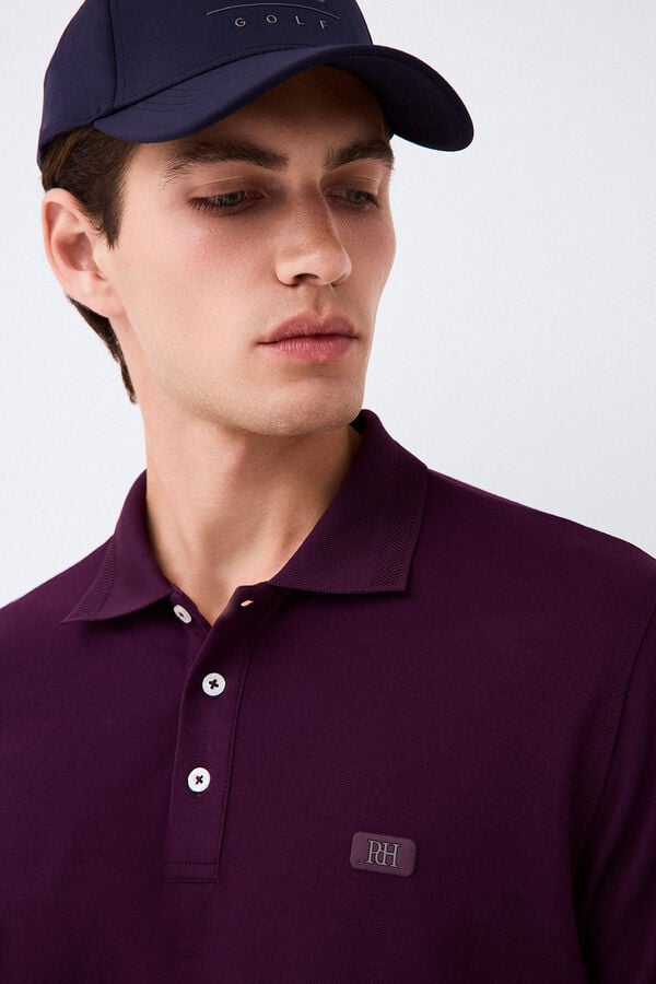 Pedro del Hierro Plain jacquard collar polo shirt Purple