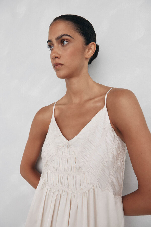 Pedro del Hierro Lingerie dress with gathered detail Beige