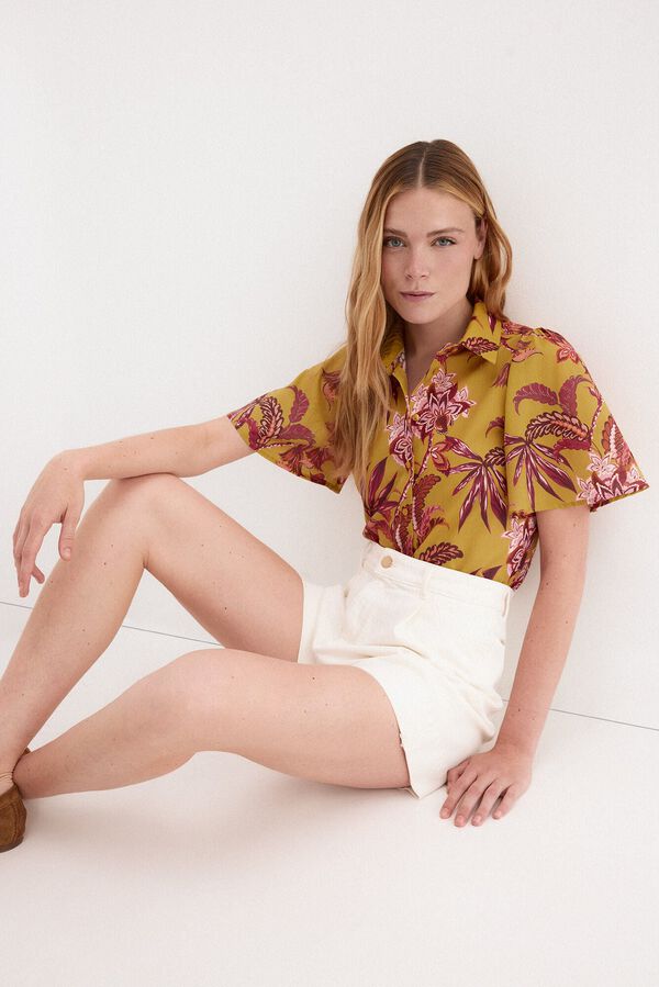 Pedro del Hierro Printed short sleeve shirt Yellow