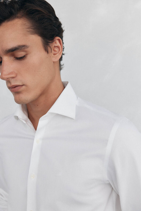 Pedro del Hierro Camisa social lisa que não pode ser passada a ferro + resistente a manchas Branco
