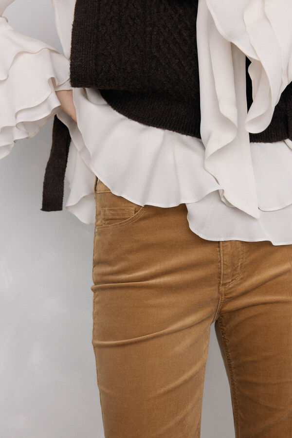 Pedro del Hierro velvet push-up flare pants Beige