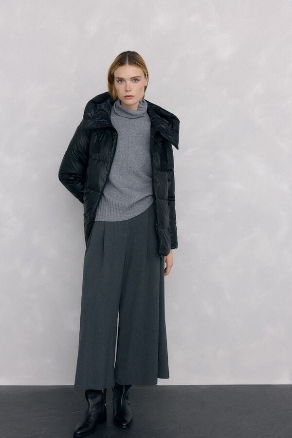 Pedro del Hierro Leather effect parka Black