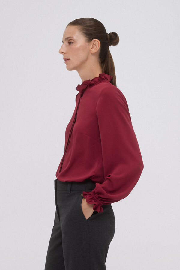 Pedro del Hierro Blusa fluida con detalle de volantes Morado