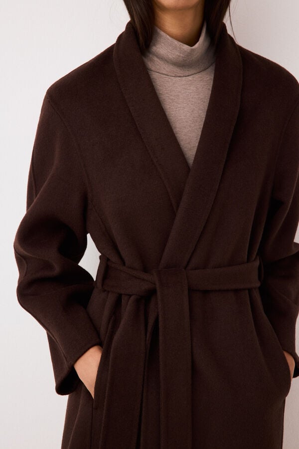 Pedro del Hierro Double-faced long coat Brown