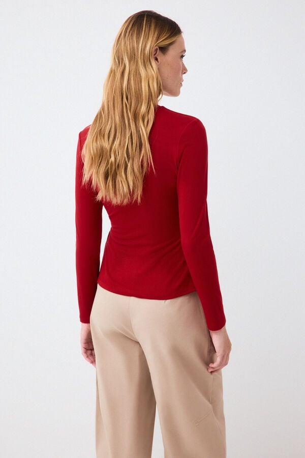 Pedro del Hierro Wrap T-shirt with metallic detail Red