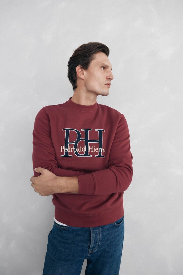 Pedro del Hierro Sweatshirt logo gola caixa Bordeaux