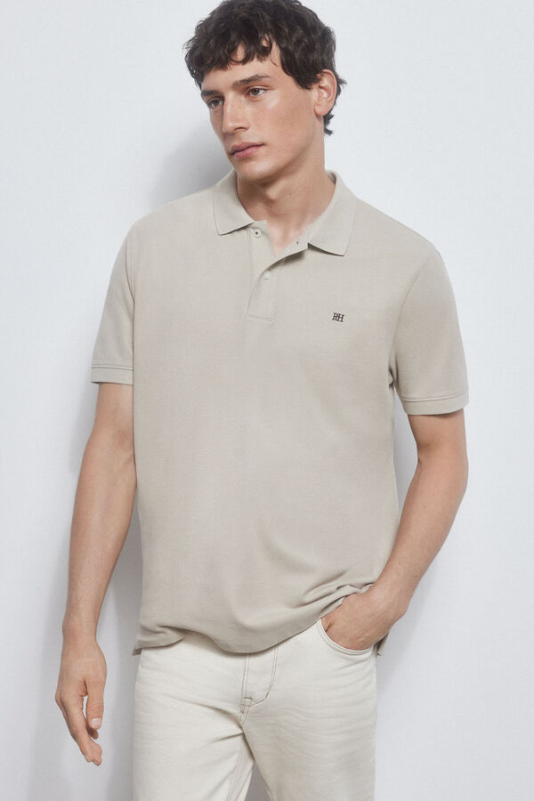 Pedro del Hierro Basic polo shirt with embroidered logo Beige