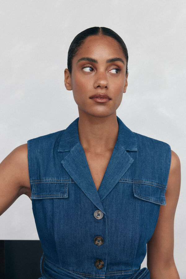 Pedro del Hierro Straight leg jumpsuit with pocket detail Blue