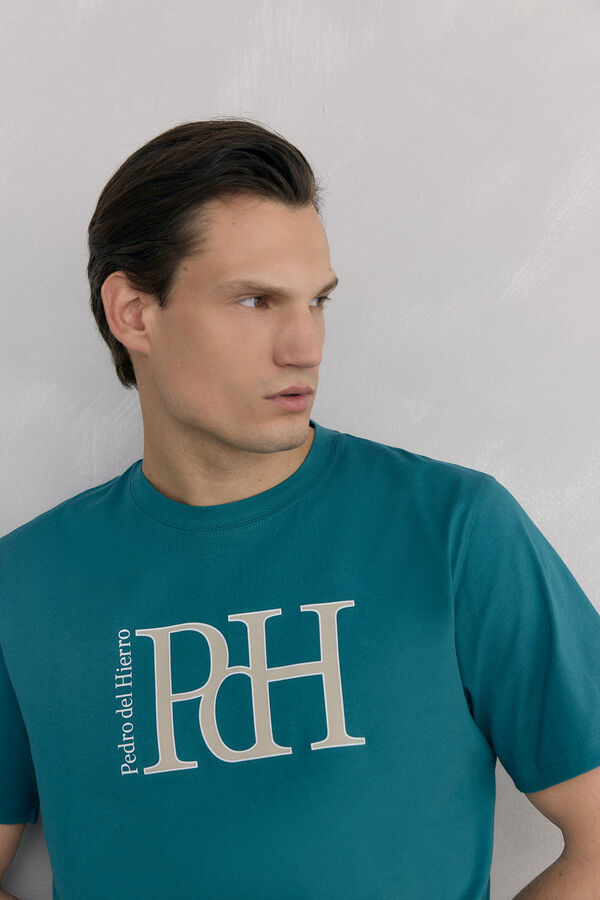 Pedro del Hierro Large logo T-shirt Turquoise