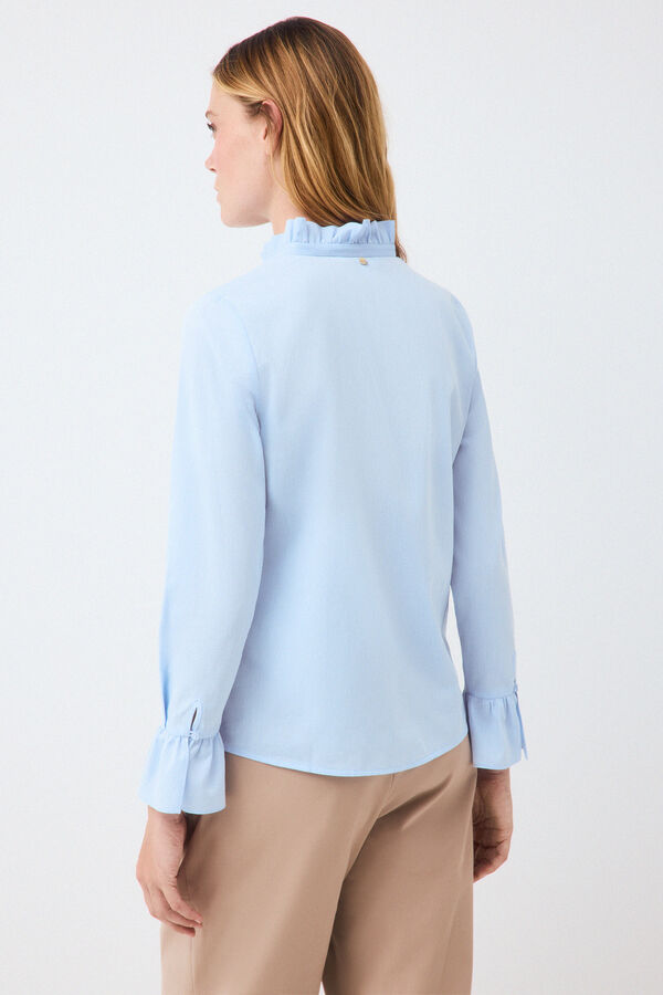 Pedro del Hierro Dobby ruffle shirt Blue
