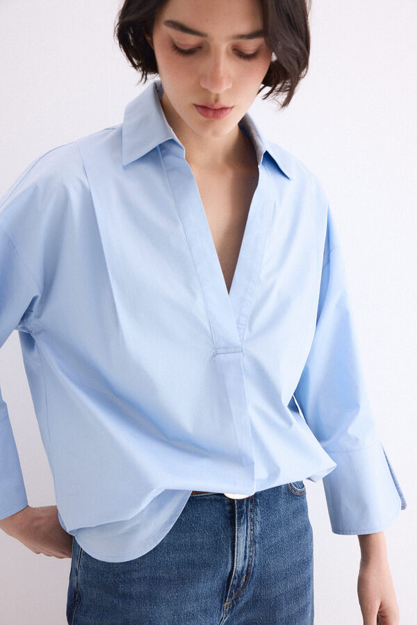 Pedro del Hierro Loose plain shirt Blue