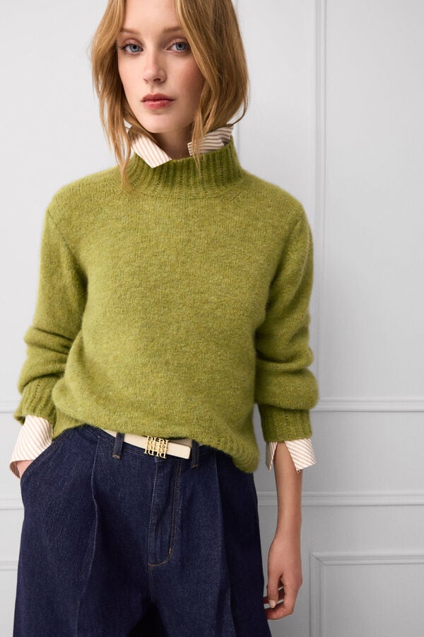TFP by Tamara Falc&oacute; Cropped cross-knit jumper Green