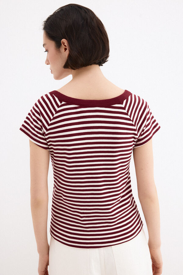 Pedro del Hierro T-shirt riscas gola barco Laranja