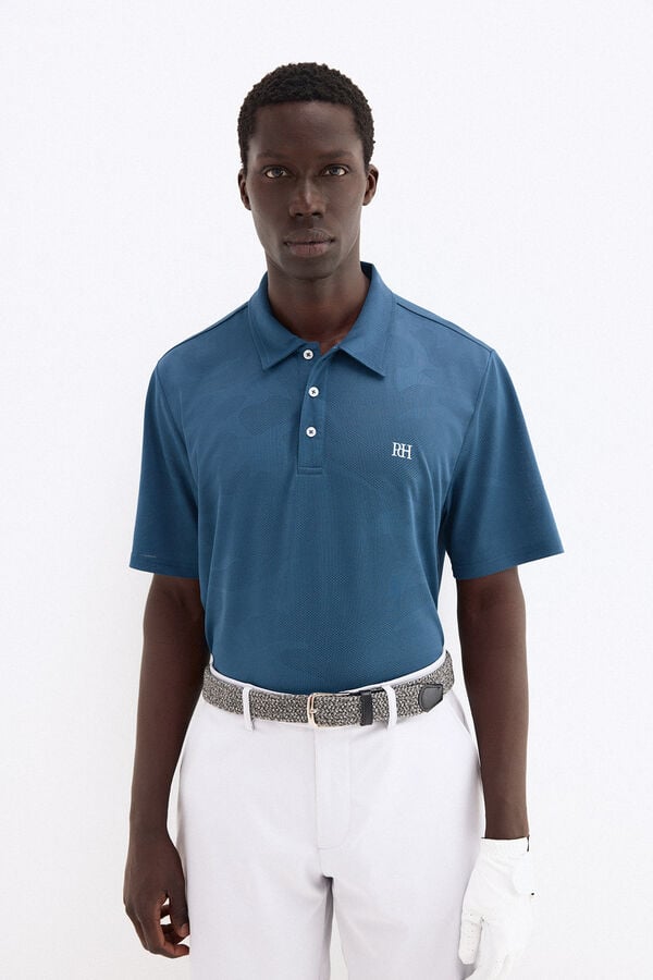 Pedro del Hierro Jacquard golf polo shirt Blue