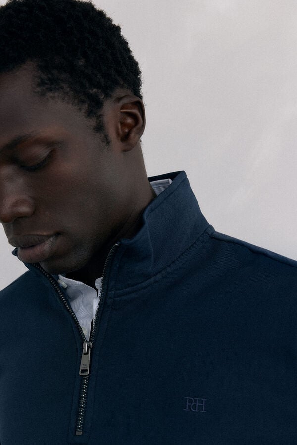 Pedro del Hierro Zip-neck sweatshirt Blue