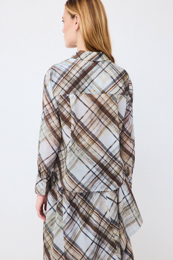 Pedro del Hierro Printed plaid shirt Blue
