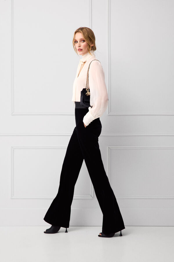 TFP by Tamara Falc&oacute; Black velvet trousers Blue