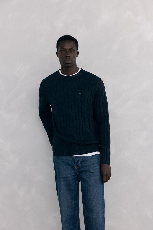 Pedro del Hierro Cotton and cashmere sweater Black