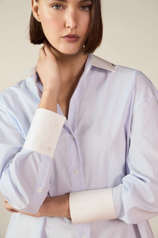 TFP by Tamara Falc&oacute; Poplin combined shirt Blue