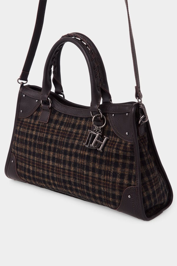 Pedro del Hierro Plaid medium handbag Brown