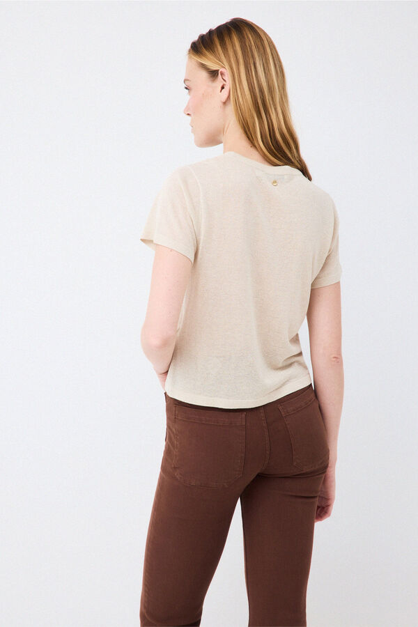 Pedro del Hierro Lurex knit top Ecru