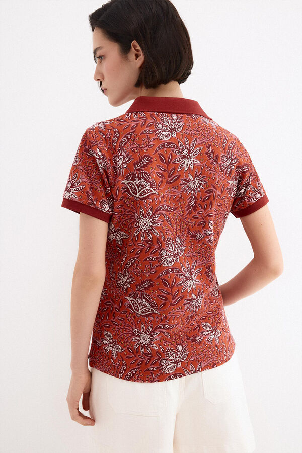 Pedro del Hierro Printed short sleeve polo shirt Beige