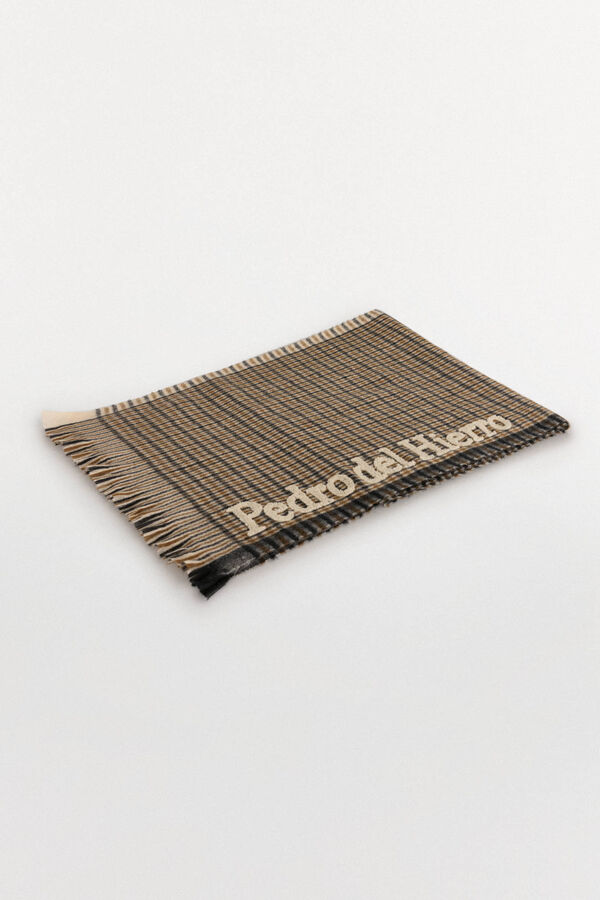 Pedro del Hierro Checked cloth scarf Grey