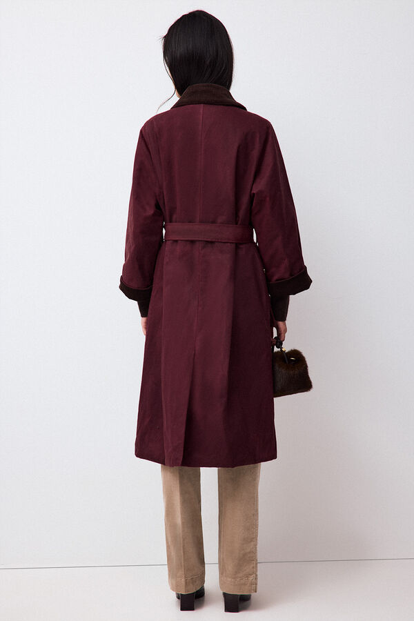 Pedro del Hierro Waxed long puffer parka Burgundy