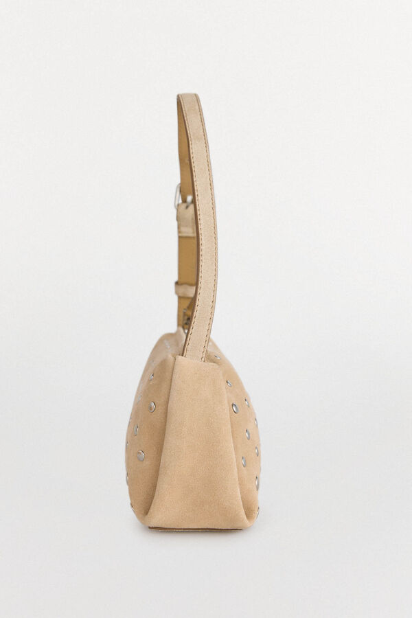 Pedro del Hierro Studded leather shoulder bag Ecru