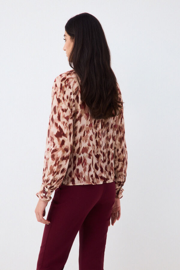 Pedro del Hierro Printed ruffle blouse Beige