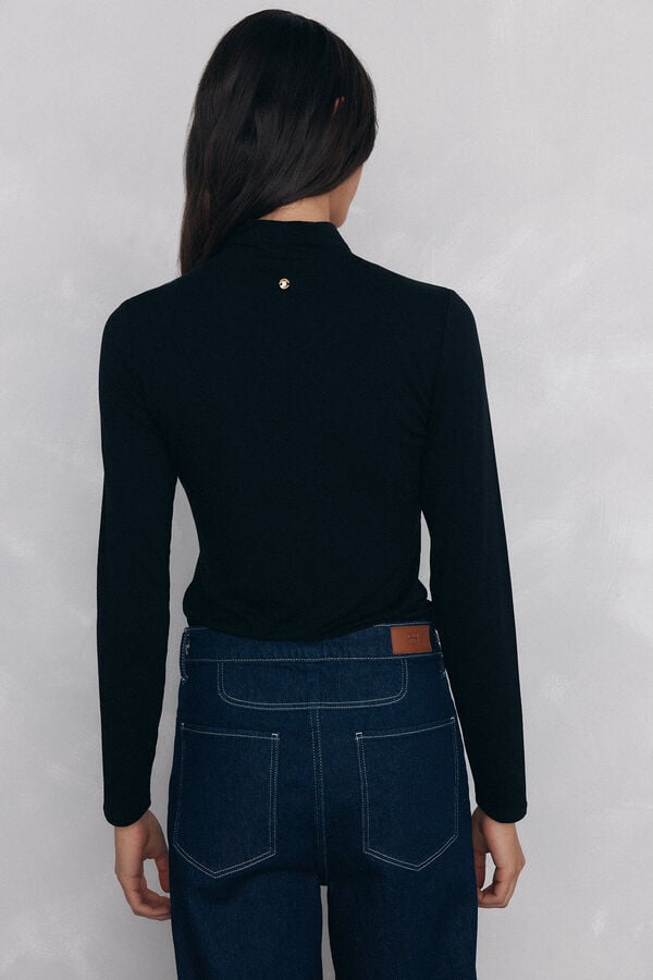 Pedro del Hierro Camiseta de cuello vuelto Negro