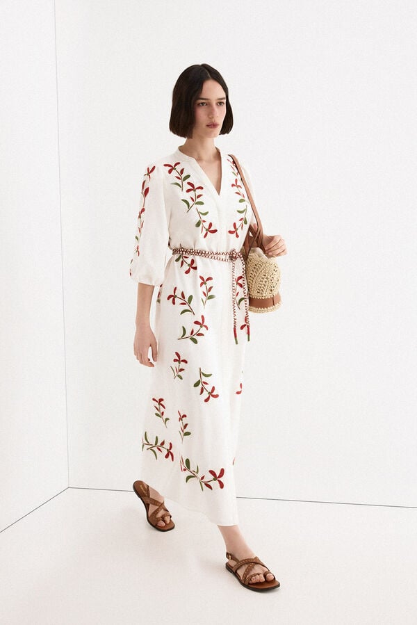 TFP by Tamara Falc&oacute; Embroidered shirt dress Ecru
