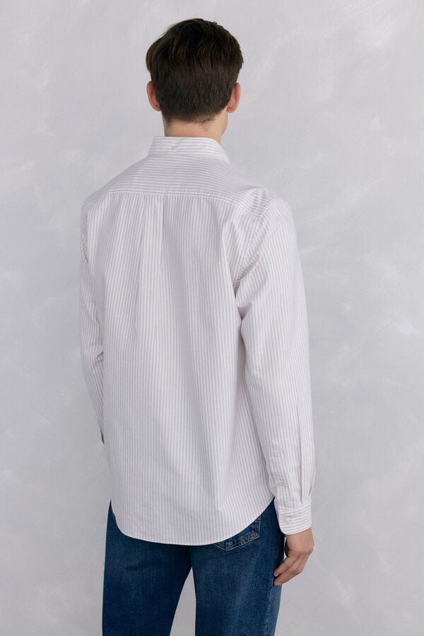 Pedro del Hierro Iconic candela striped Oxford shirt Beige
