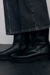 Pedro del Hierro Botin plano de piel con hebilla de logo Negro