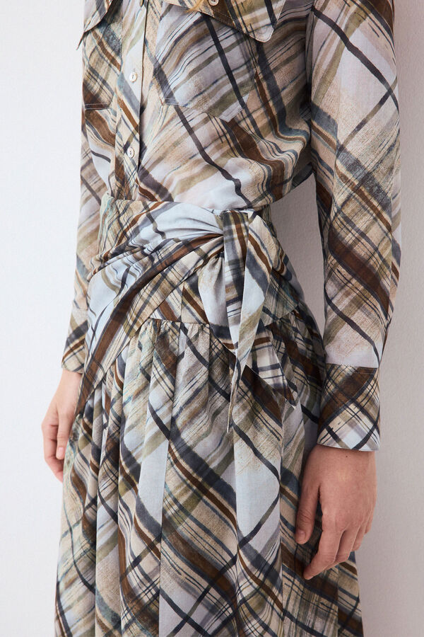 Pedro del Hierro Scarf flared skirt Blue