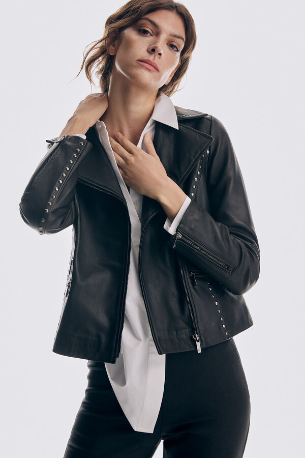 Pedro del Hierro Perfect studded nappa jacket Black