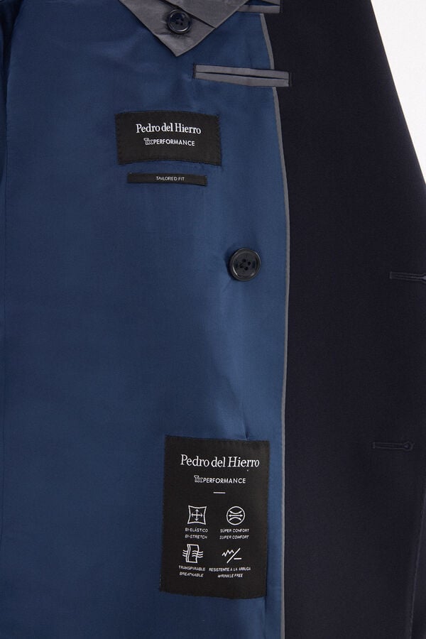 Pedro del Hierro Blazer cruzado slim em canvas bi-stretch Azul
