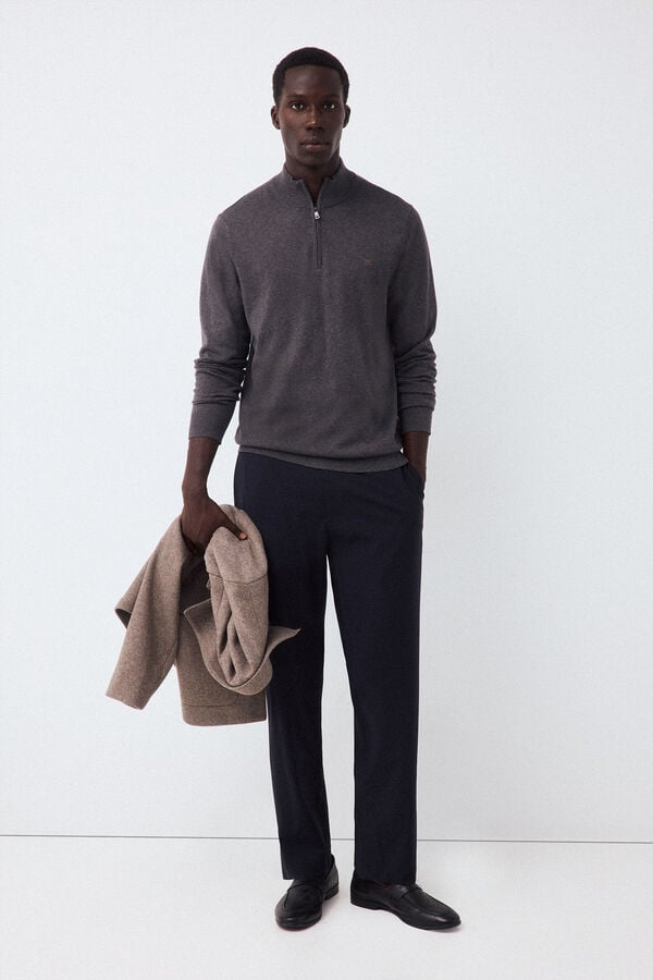 Pedro del Hierro Regular fit trousers with elasticated waist Blue