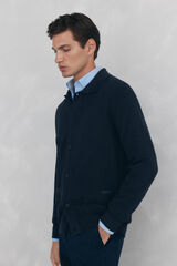 Pedro del Hierro Cotton jersey-knit cardigan polo shirt neck buttons Blue