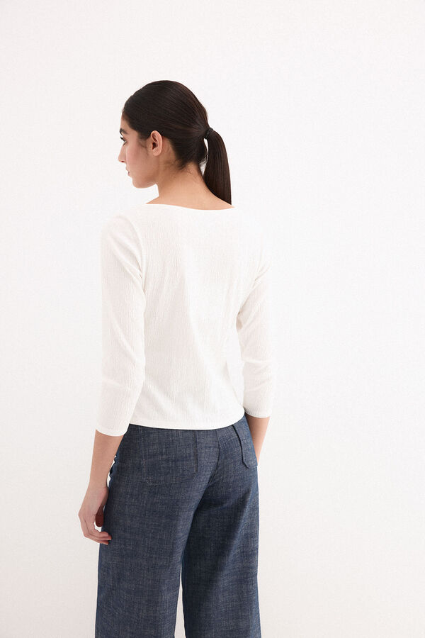 Pedro del Hierro Crinkled boat neck top White