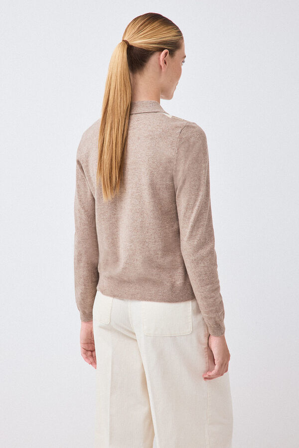 Pedro del Hierro Diamond intarsia polo neck jacket Brown
