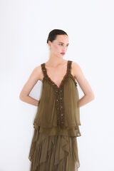 Pedro del Hierro Ruffle strap top Green