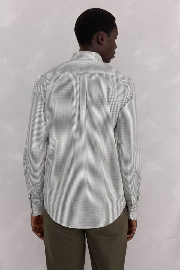 Pedro del Hierro Non-iron Oxford checked shirt Green