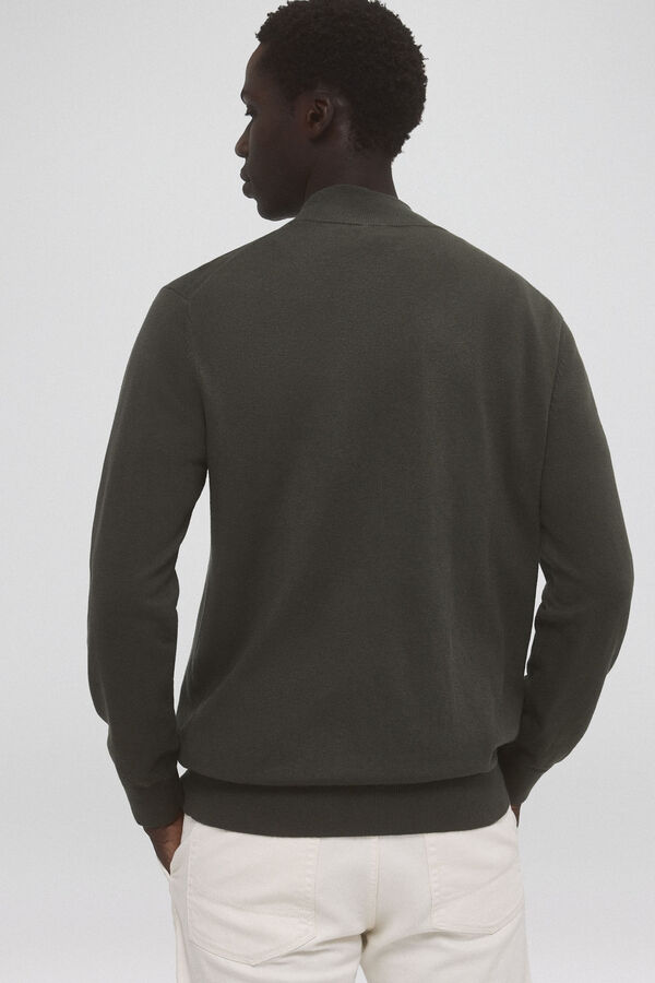 Pedro del Hierro Cotton/silk/cashmere half-zip jumper Green