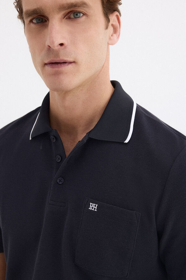 Pedro del Hierro Textured polo shirt Blue