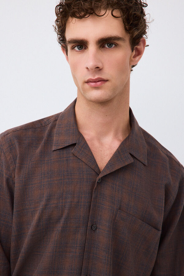 Pedro del Hierro Italian fabric plaid shirt Brown