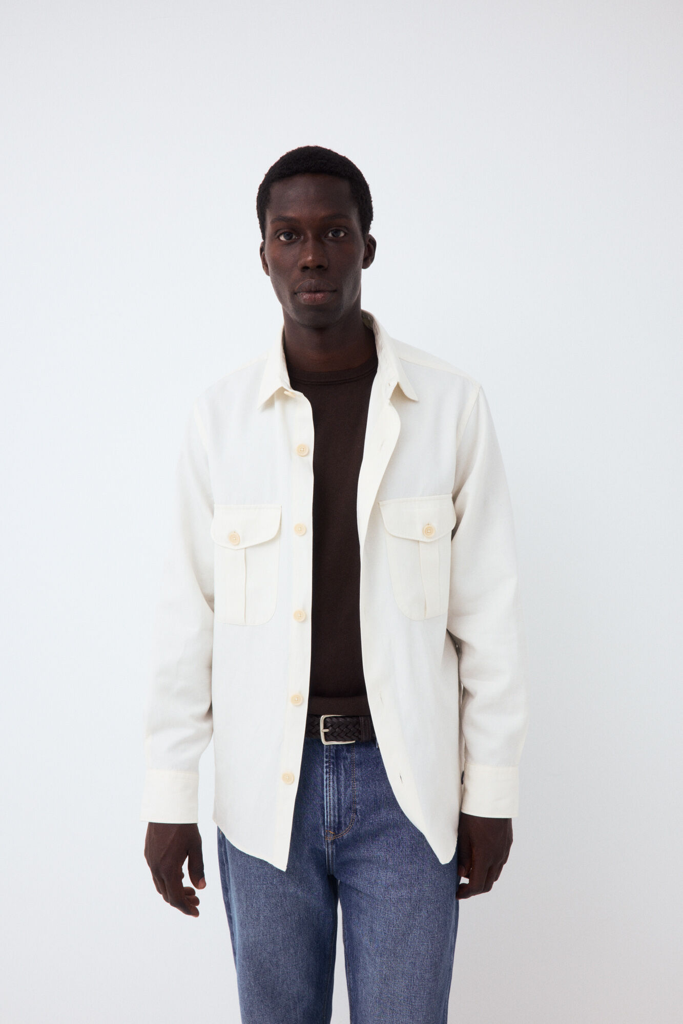 Pedro del Hierro Plain tencel linen overshirt