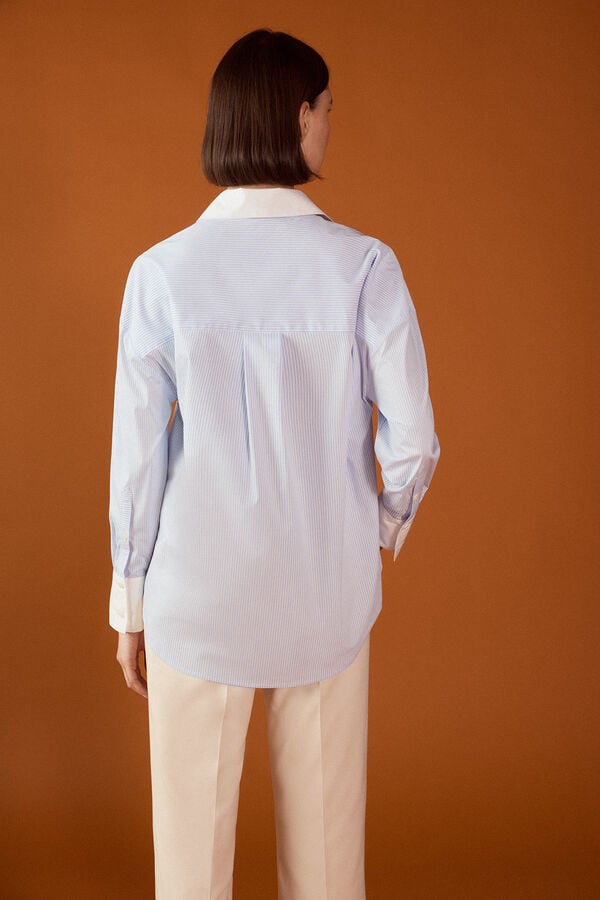 TFP by Tamara Falc&oacute; Poplin combined shirt Blue